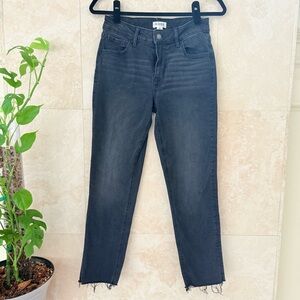 m jeans by maurices Dark Gray Slim Straight Ankle Jeans Raw Hem Size 2 EUC